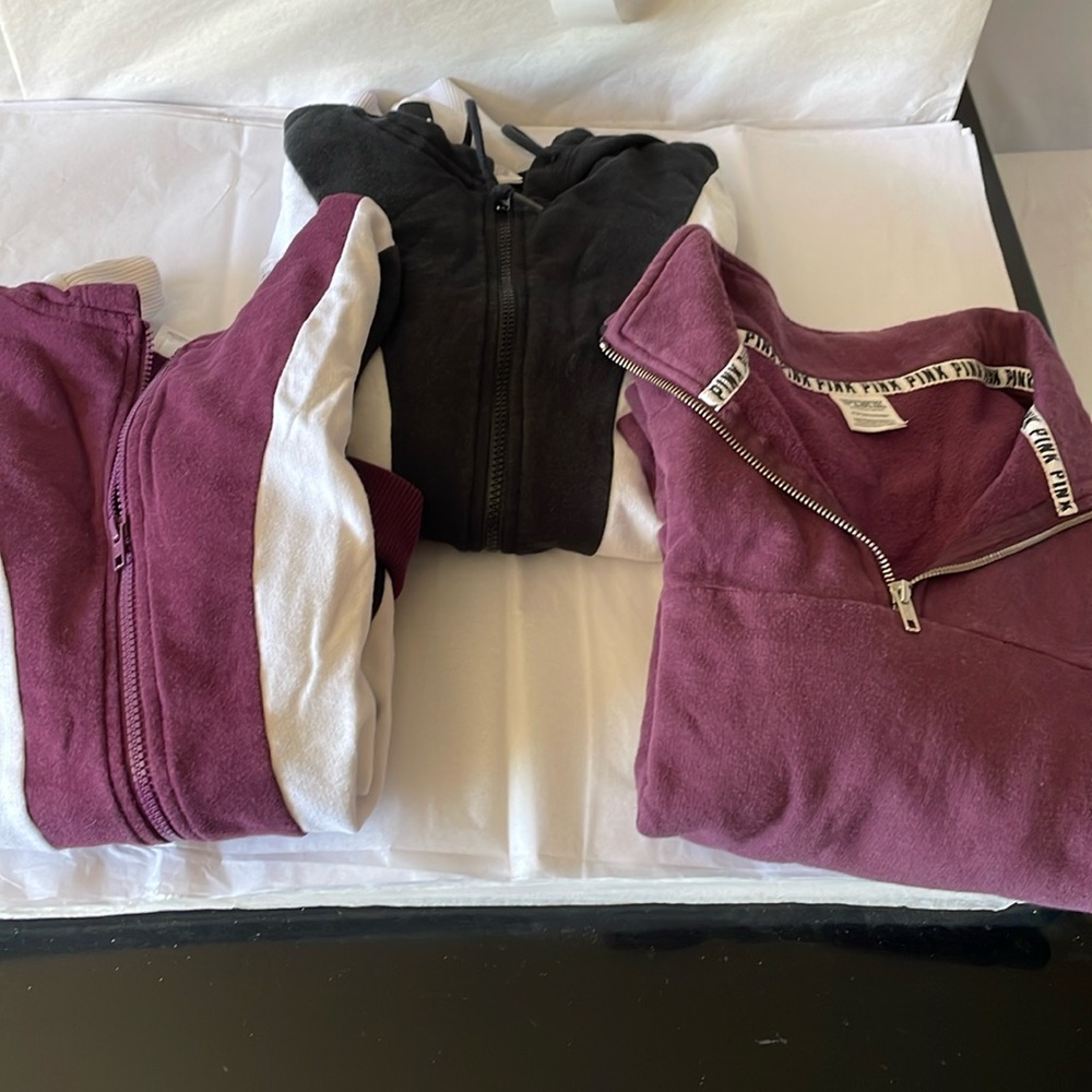 Pink Victoria secret sweat jackets size medium Small set of‎ 3